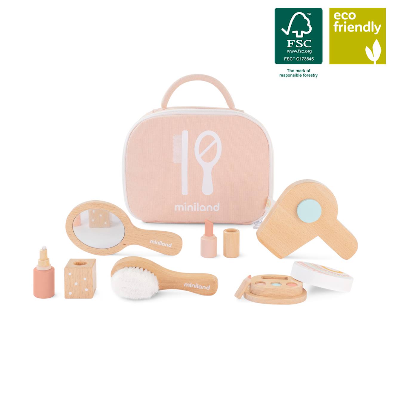 Ensemble De Beauté En Bois Pour Poupées Marron