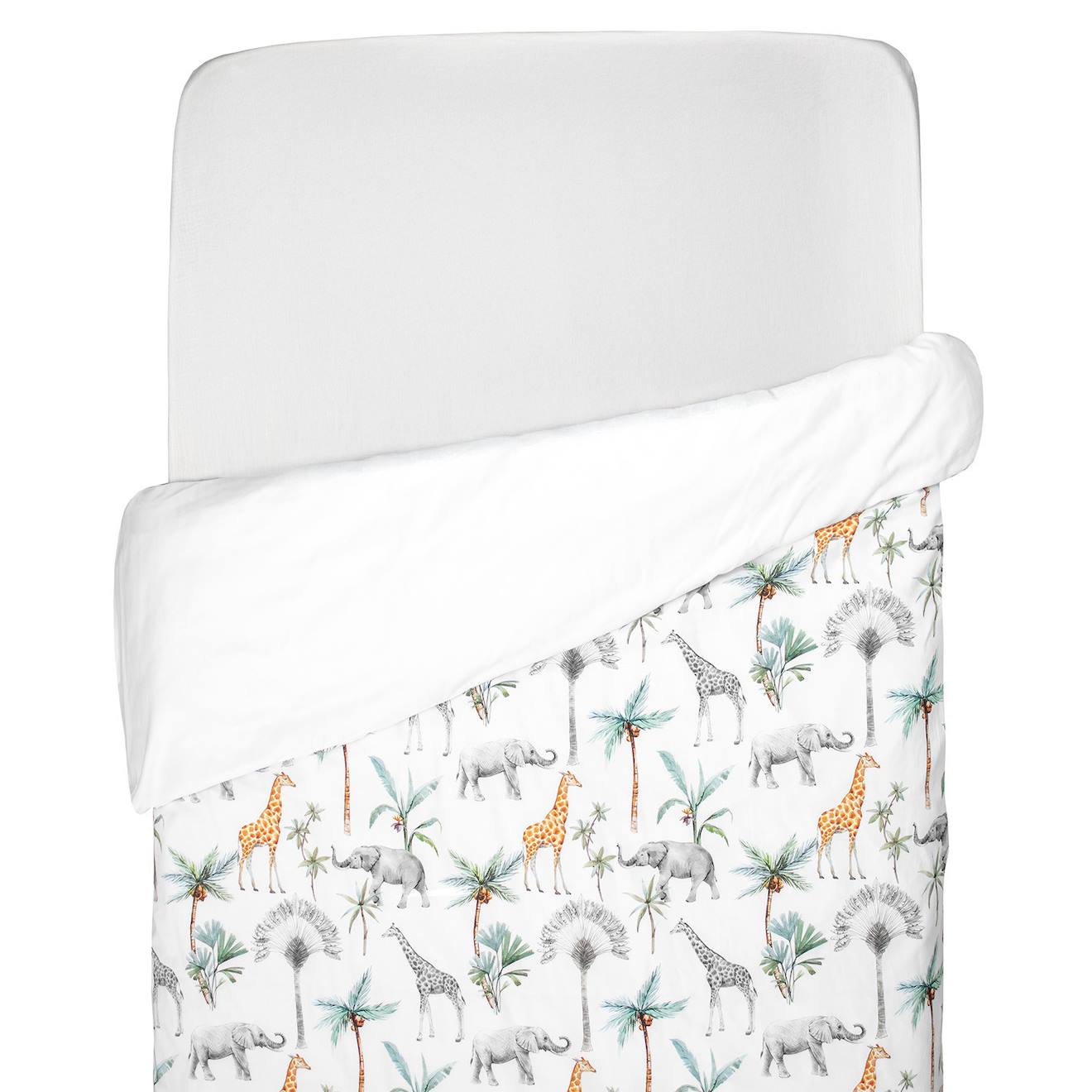 Housse De Couette Réversible Pour Enfant Safari Safari, Vert, Gris, Blanc