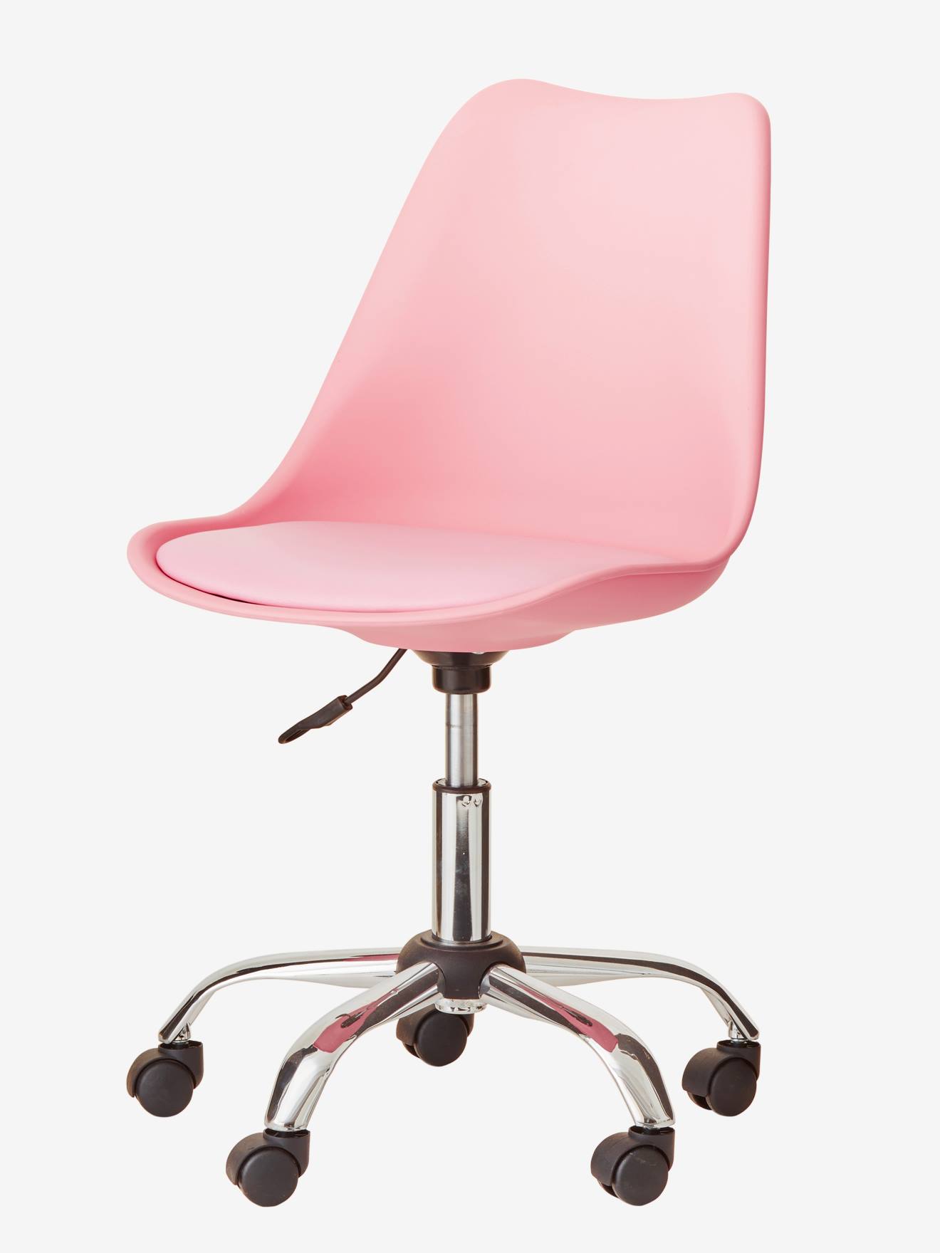 Chaise de bureau enfant à roulettes rose