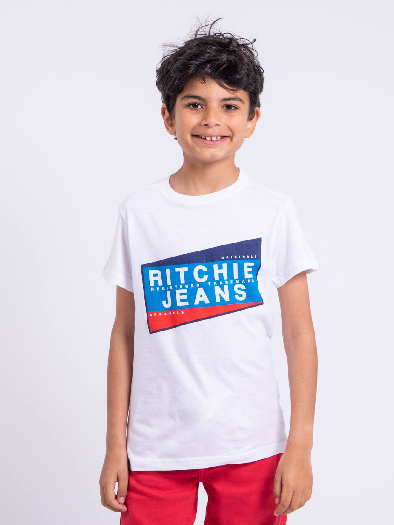 T-shirt Manches Courtes Col Rond Pur Coton Noblake Garçon Blanc