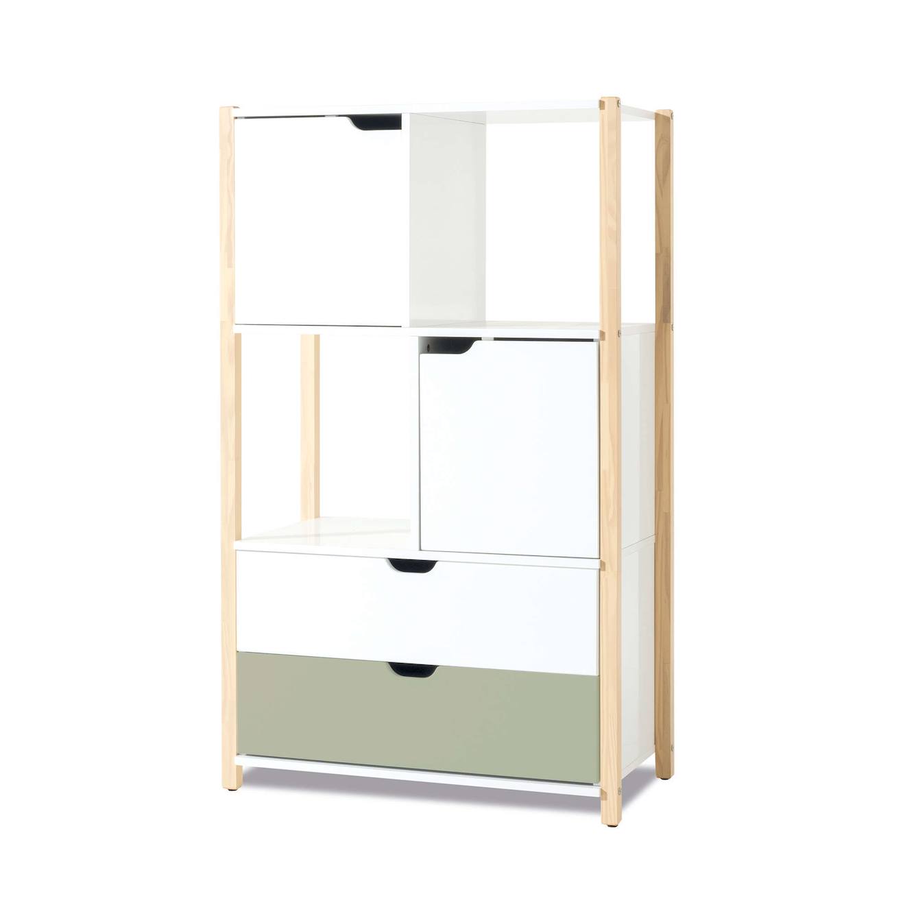 Armoire D'enfant Montessori (portes Et Tiroirs) Vert Olive
