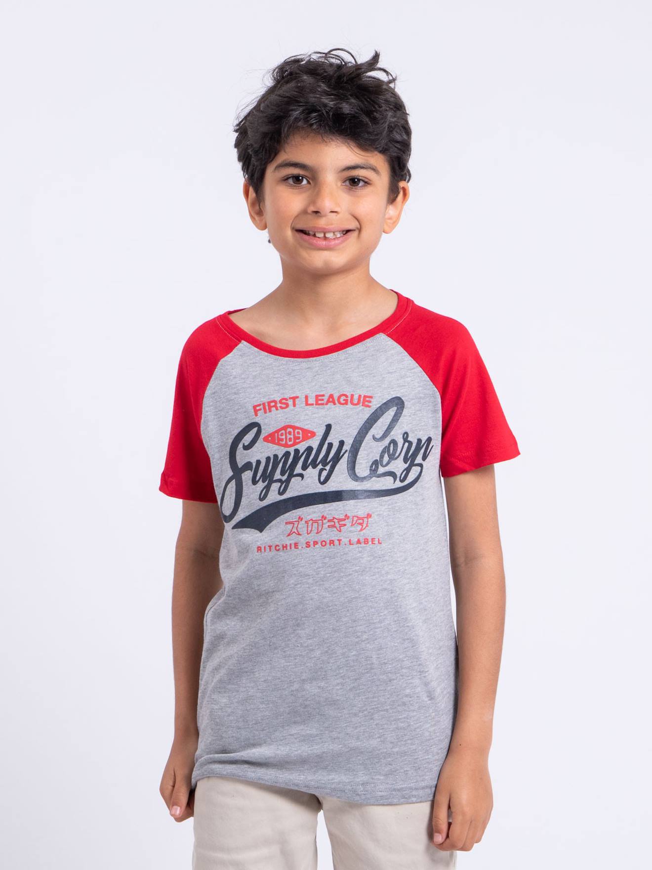 T-shirt Manches Courtes Col Rond Pur Coton Nechin Garçon Rouge