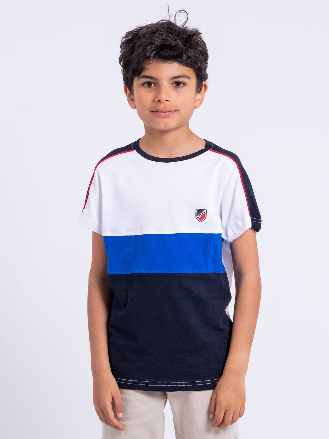 T-shirt Manches Courtes Pur Coton Nabalia Garçon Bleu Marine