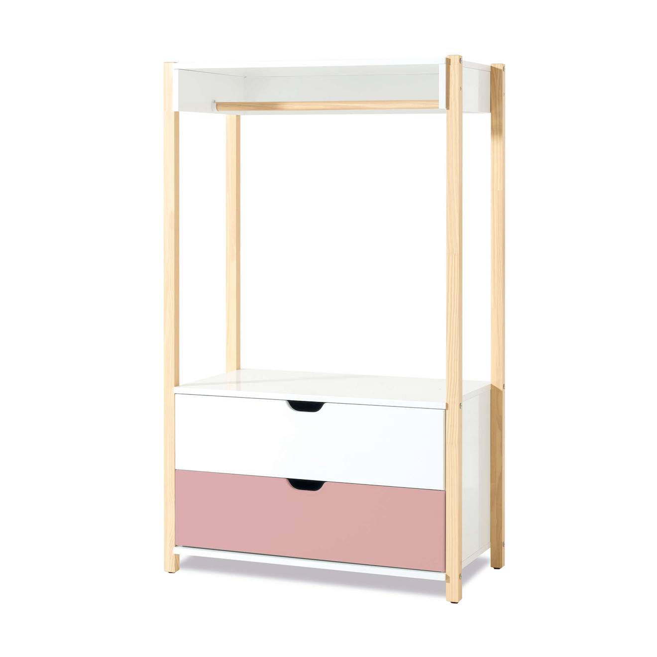 Armoire D'enfant Montessori (crochet Et Tiroirs) Quartz Rose