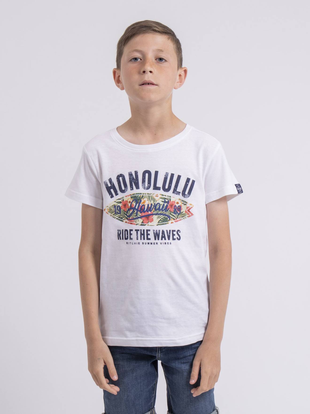 T-shirt col rond niroulio garçon blanc