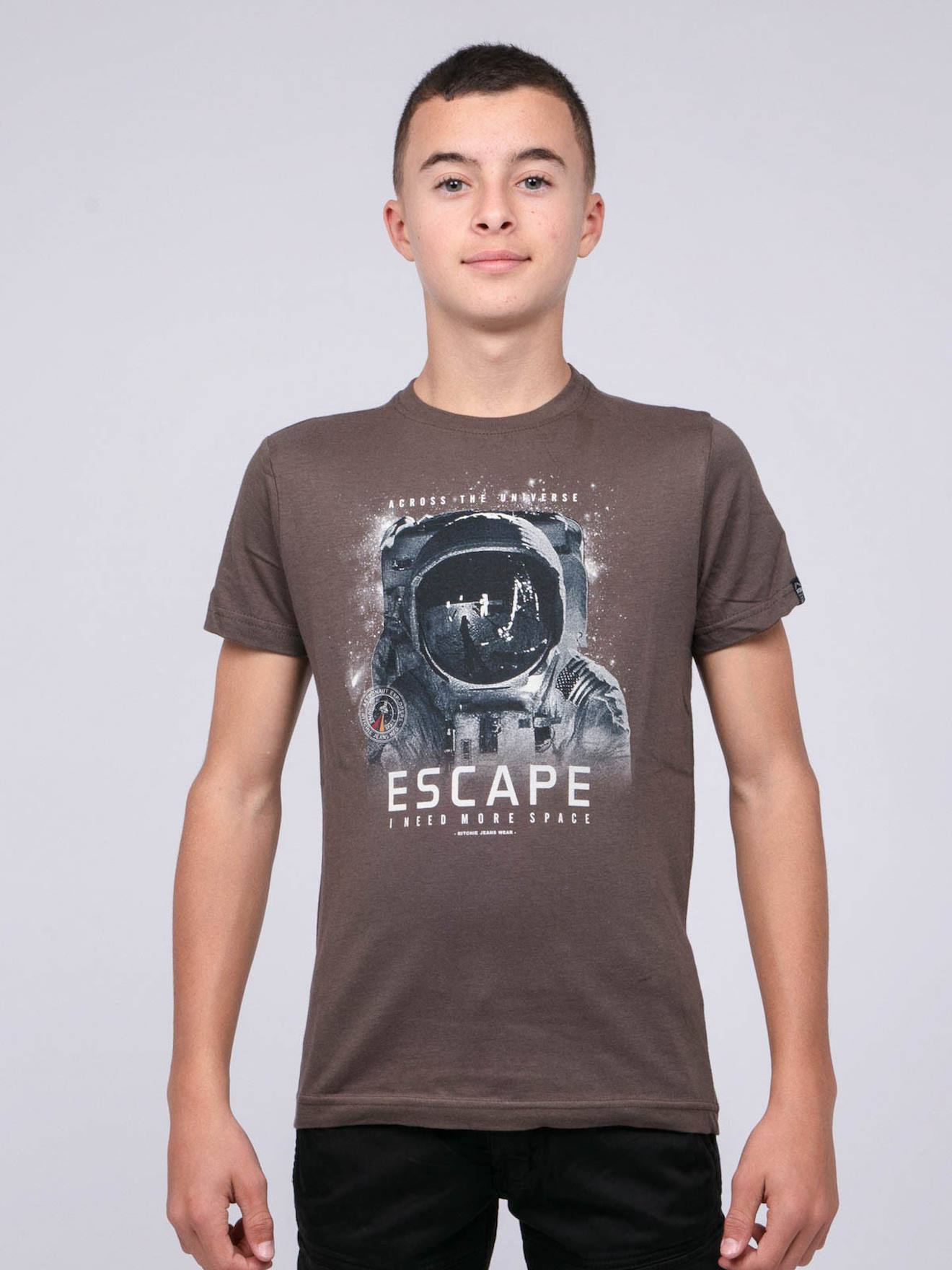 T-shirt Col Rond Pur Coton Jooster Garçon Kaki