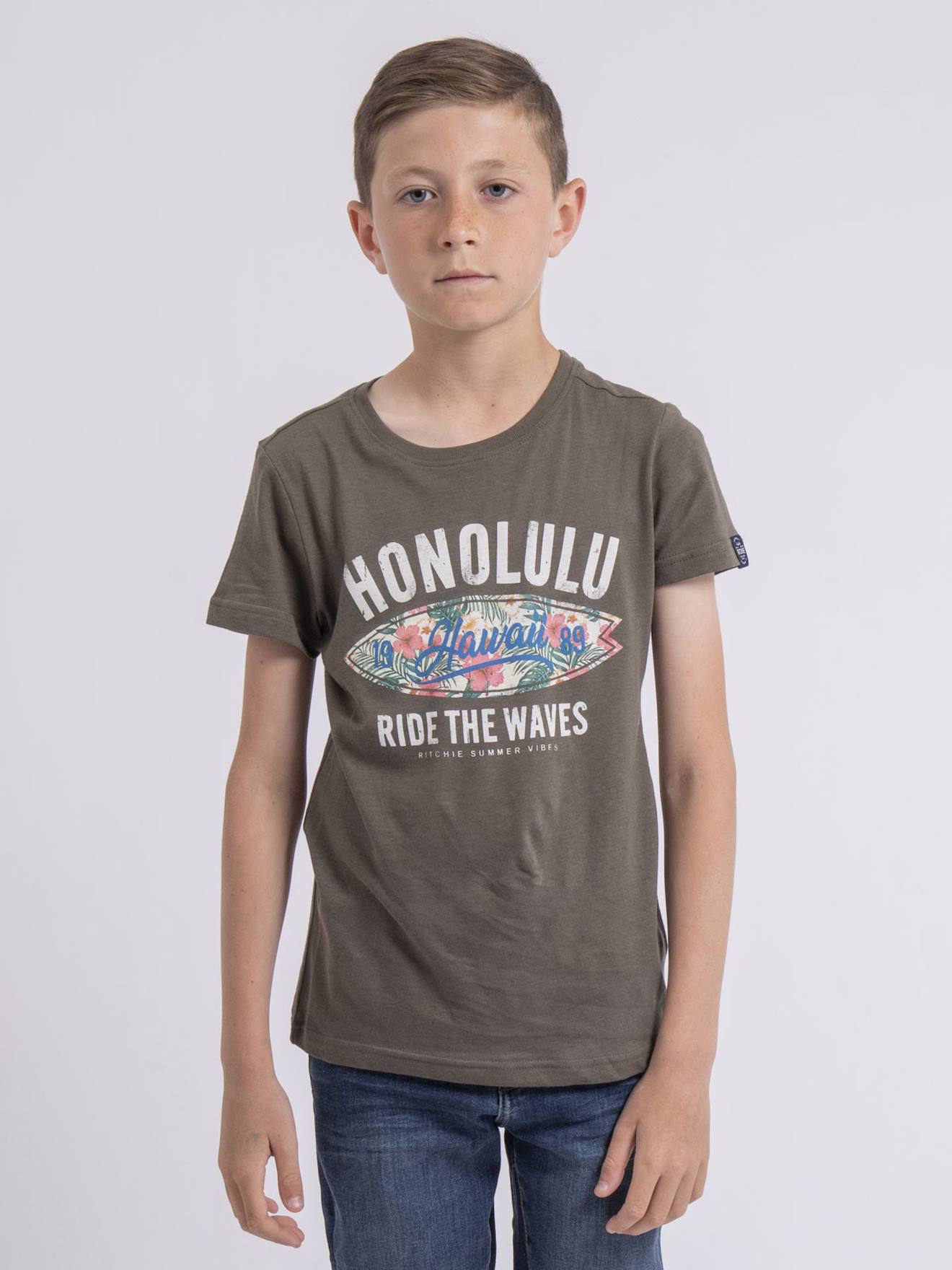 T-shirt Col Rond Niroulio Garçon Kaki