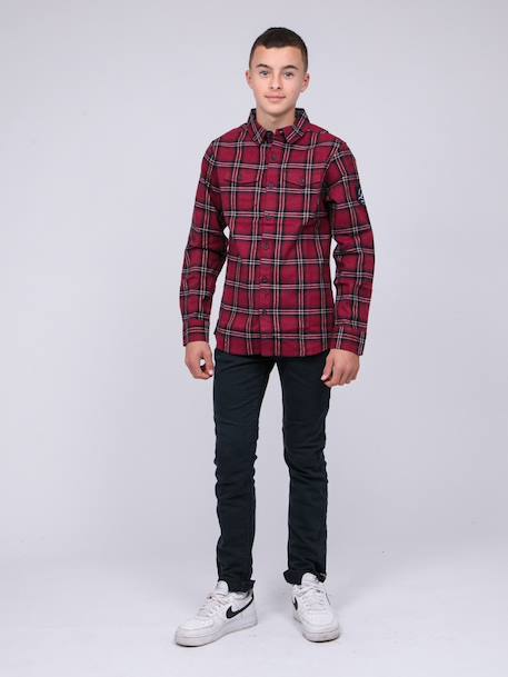 Chemise manches longues carreaux tamaro garçon Bordeaux+Marron 4 - vertbaudet enfant 