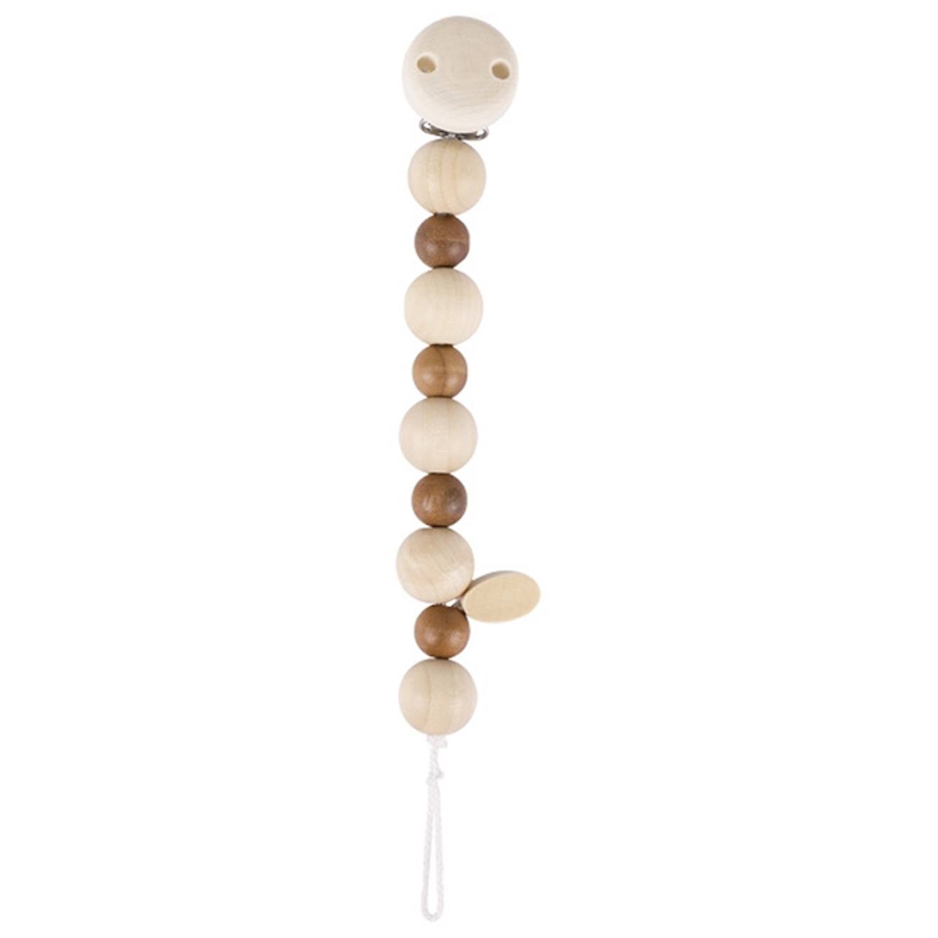 Accroche Tétine Perles En Bois Nature Multi-coloured