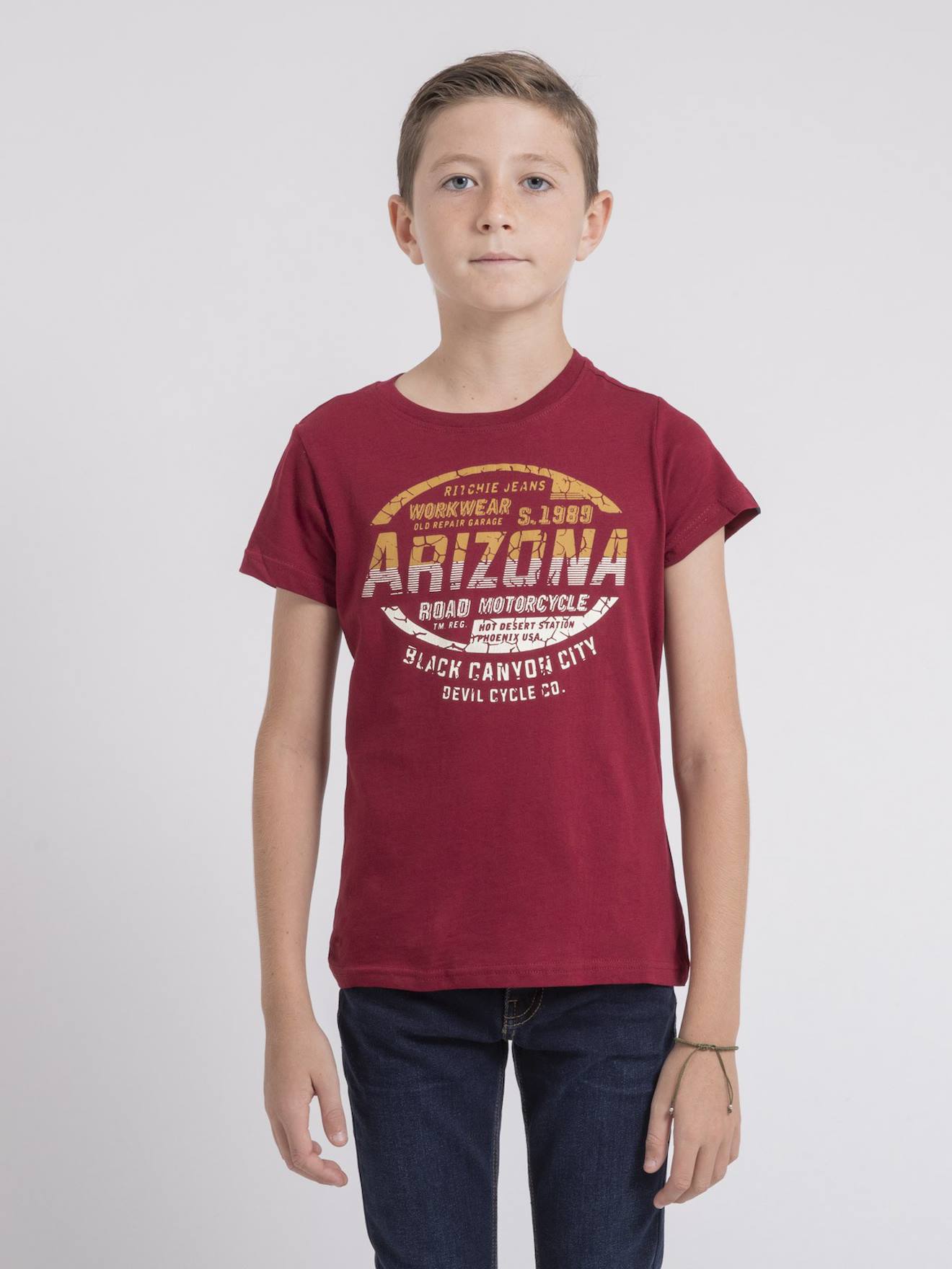 T-shirt Col Rond Pur Coton Jacraig Garçon Bordeaux