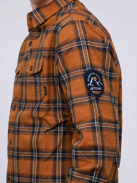 Chemise manches longues carreaux tamaro garçon Bordeaux+Marron 7 - vertbaudet enfant 
