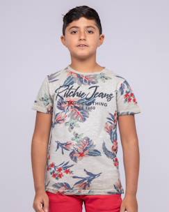 T-shirt col rond pur coton motifs nalko garçon  - vertbaudet enfant