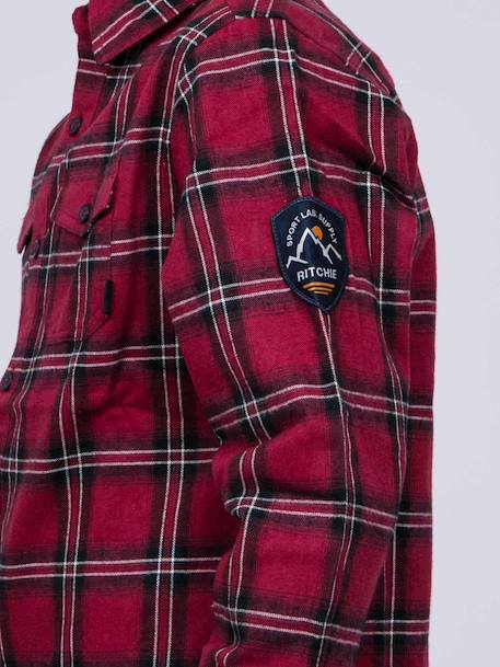 Chemise manches longues carreaux tamaro garçon Bordeaux+Marron 3 - vertbaudet enfant 