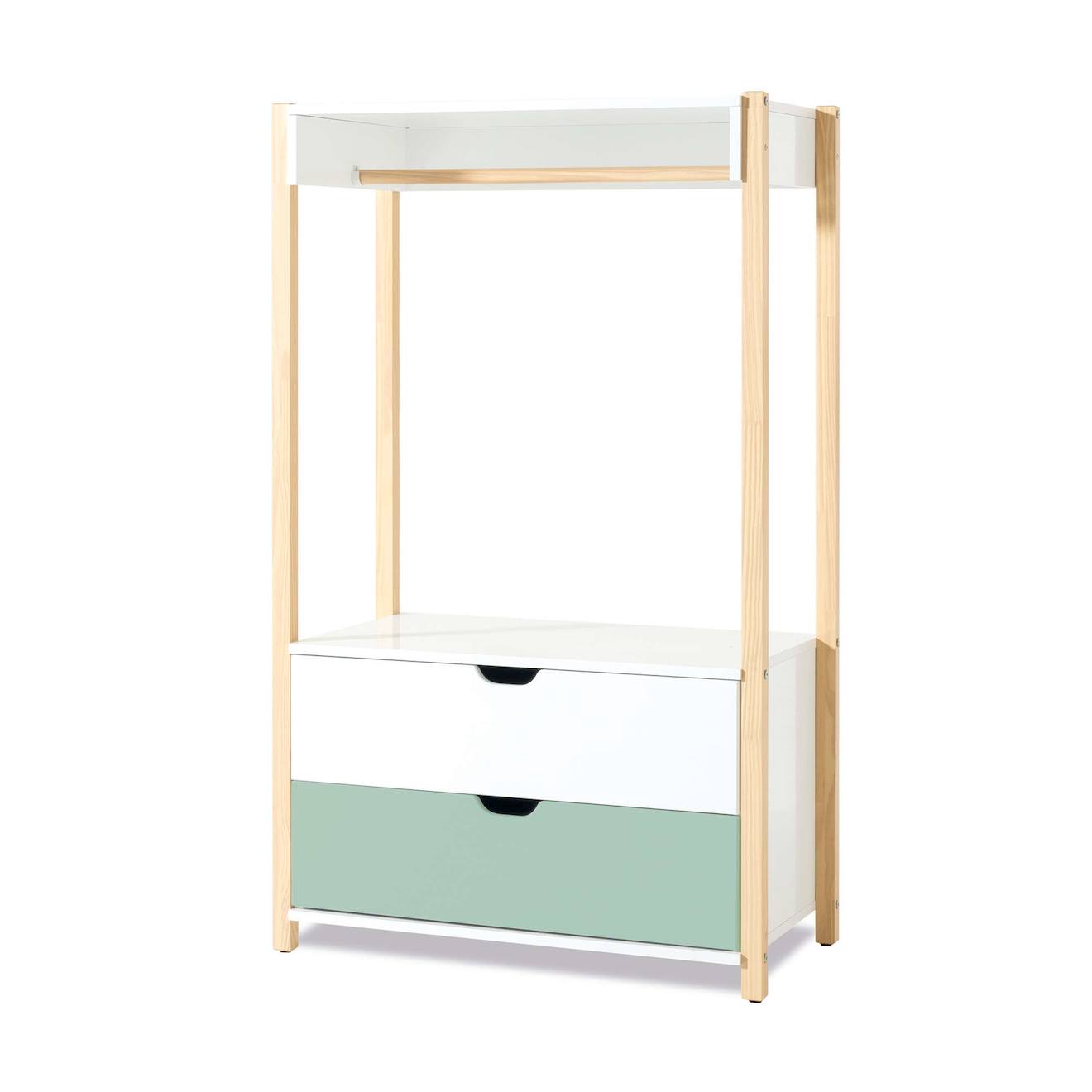 Armoire D'enfant Montessori (crochet Et Tiroirs) Vert-menthe