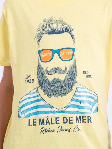 T-shirt manches courtes col rond pur coton nabarzu garçon Blanc+Jaune 7 - vertbaudet enfant 