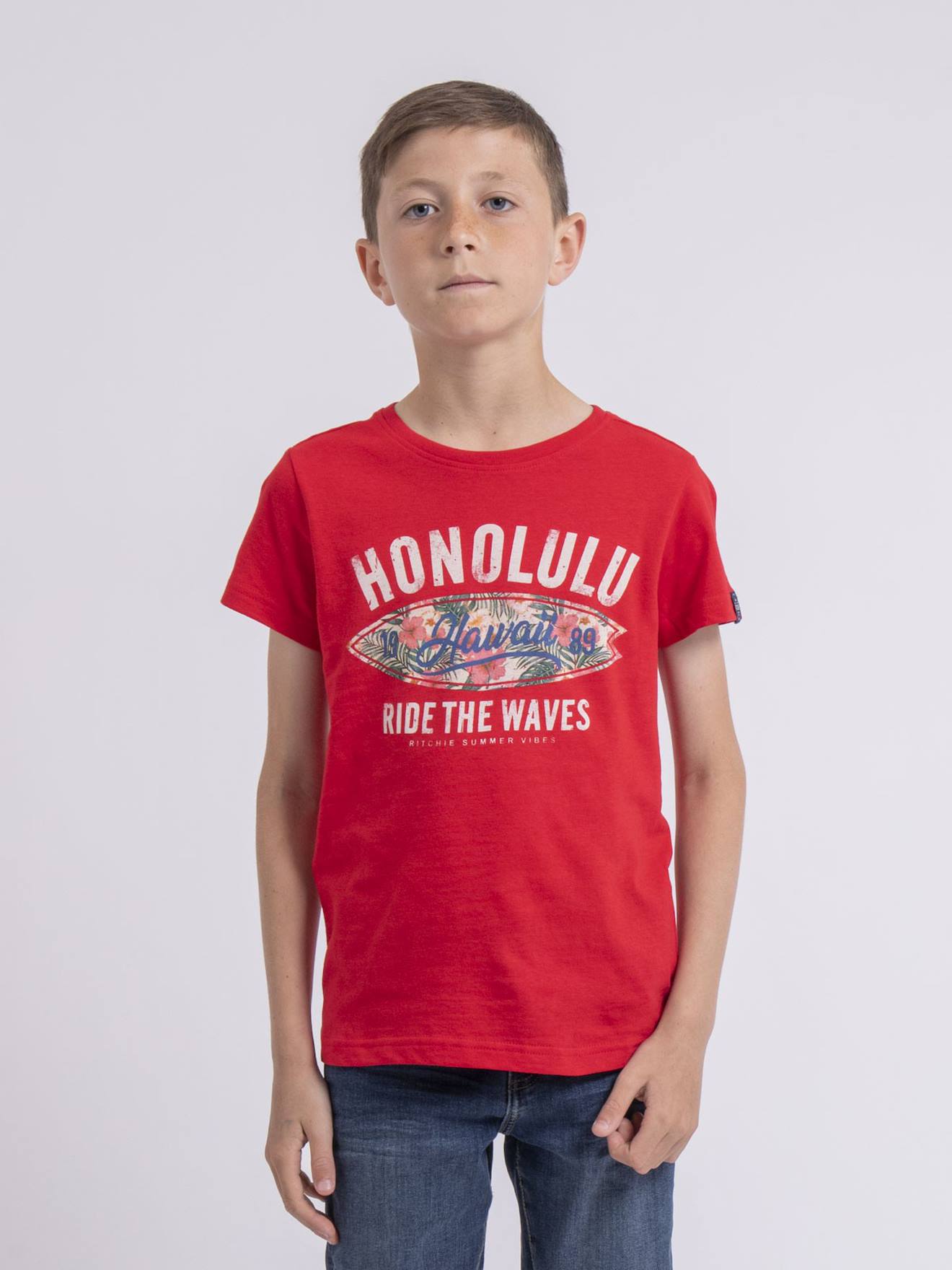 T-shirt Col Rond Niroulio Garçon Rouge