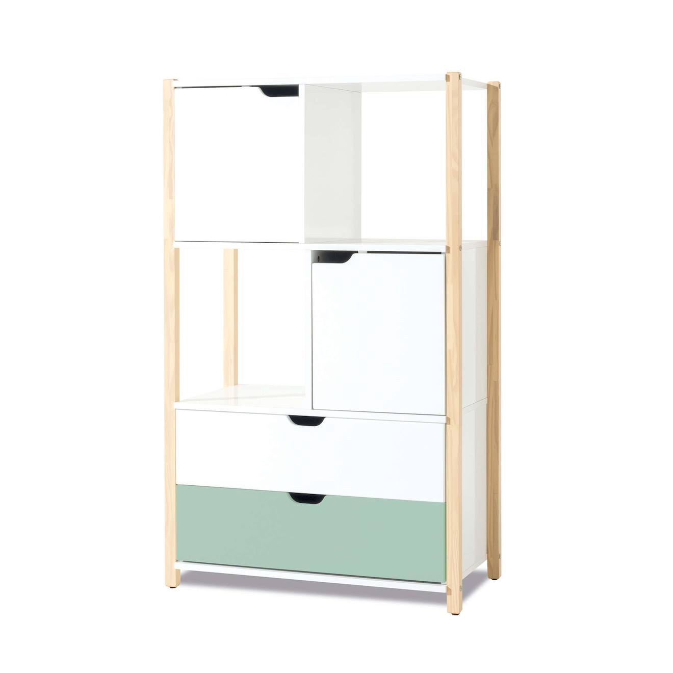 Armoire D'enfant Montessori (portes Et Tiroirs) Vert-menthe