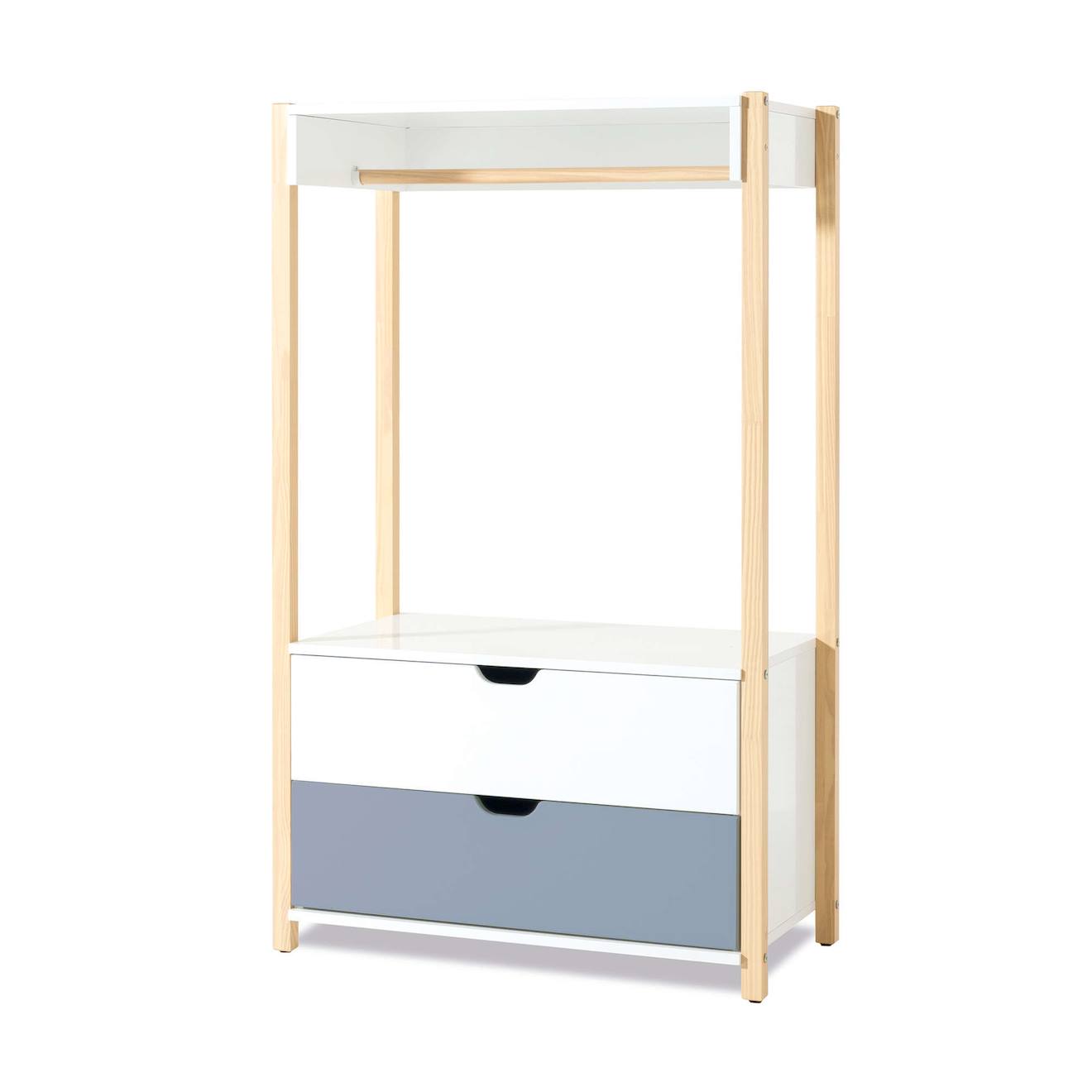 Armoire D'enfant Montessori (crochet Et Tiroirs) Bleu