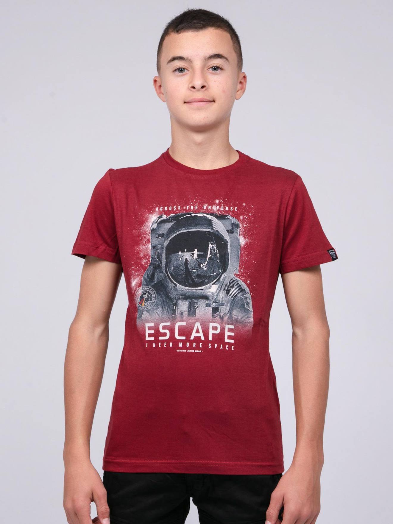 T-shirt Col Rond Pur Coton Jooster Garçon Bordeaux