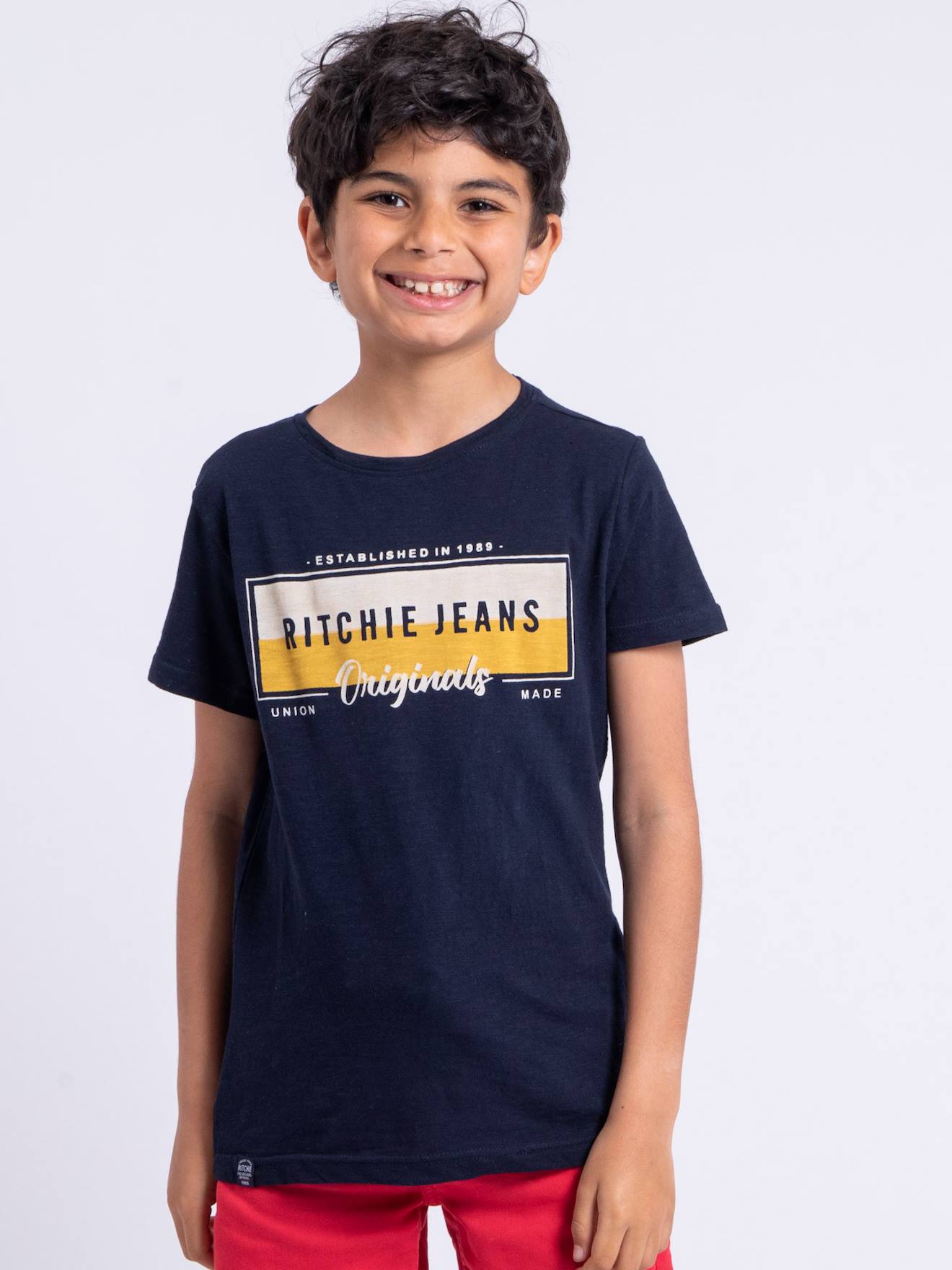 T-shirt Manches Courtes Col Rond Pur Coton Nomary Garçon Jaune