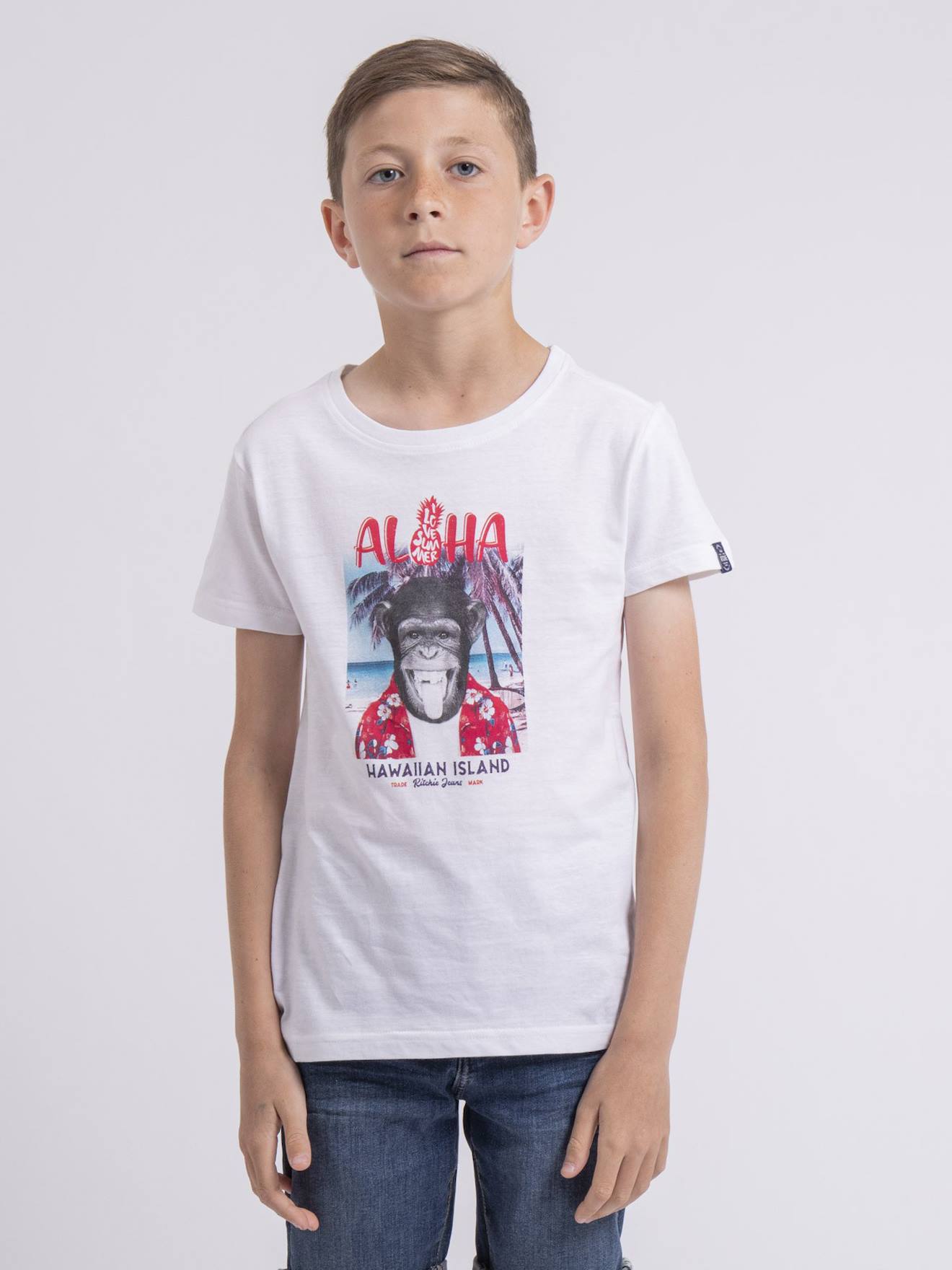 T-shirt Col Rond Nipagolo Garçon Blanc