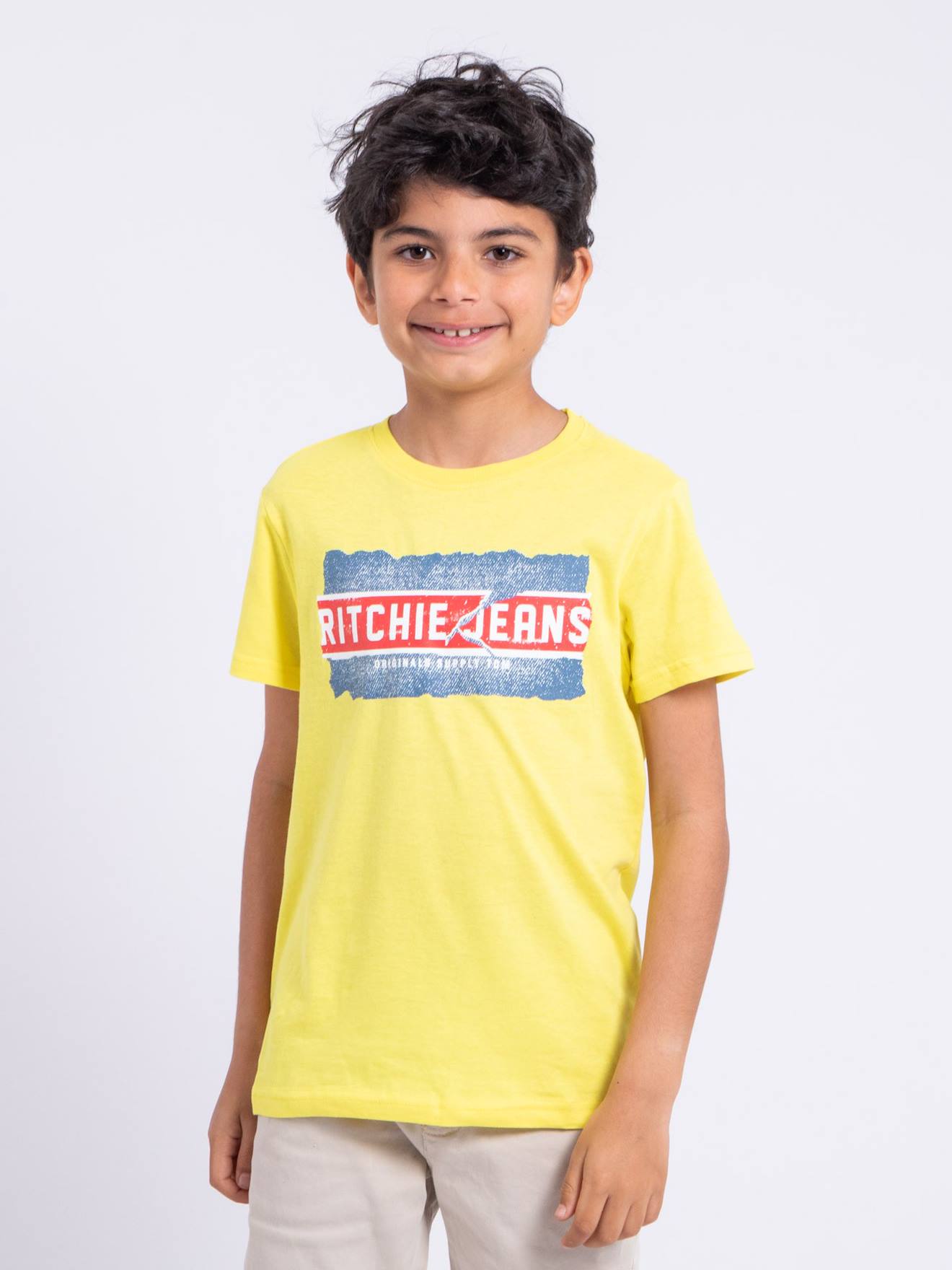 T-shirt Manches Courtes Col Rond Pur Coton Nipeter Garçon Jaune