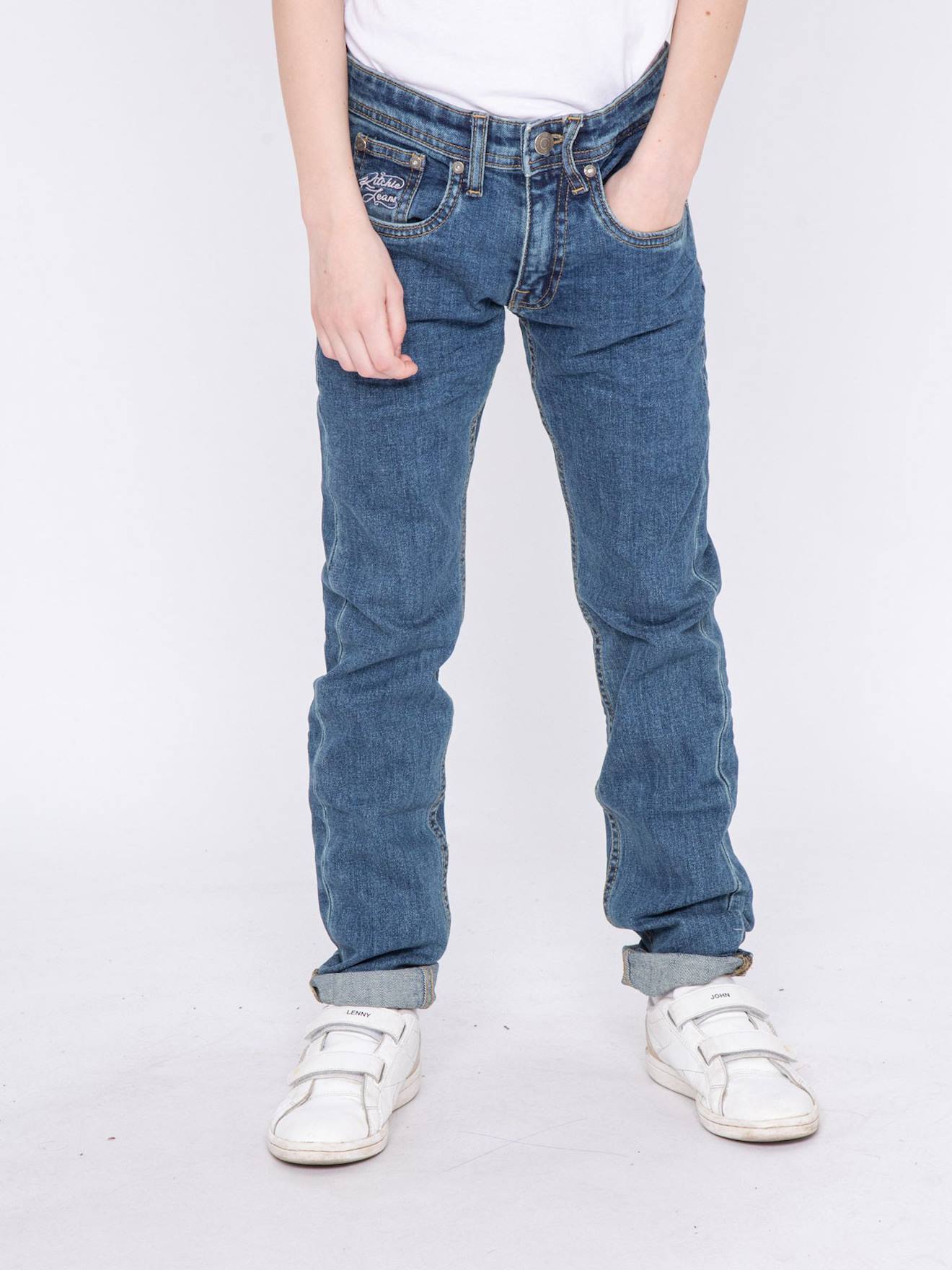 Jean Coupe Ajustée Sitcom Garçon Bleu