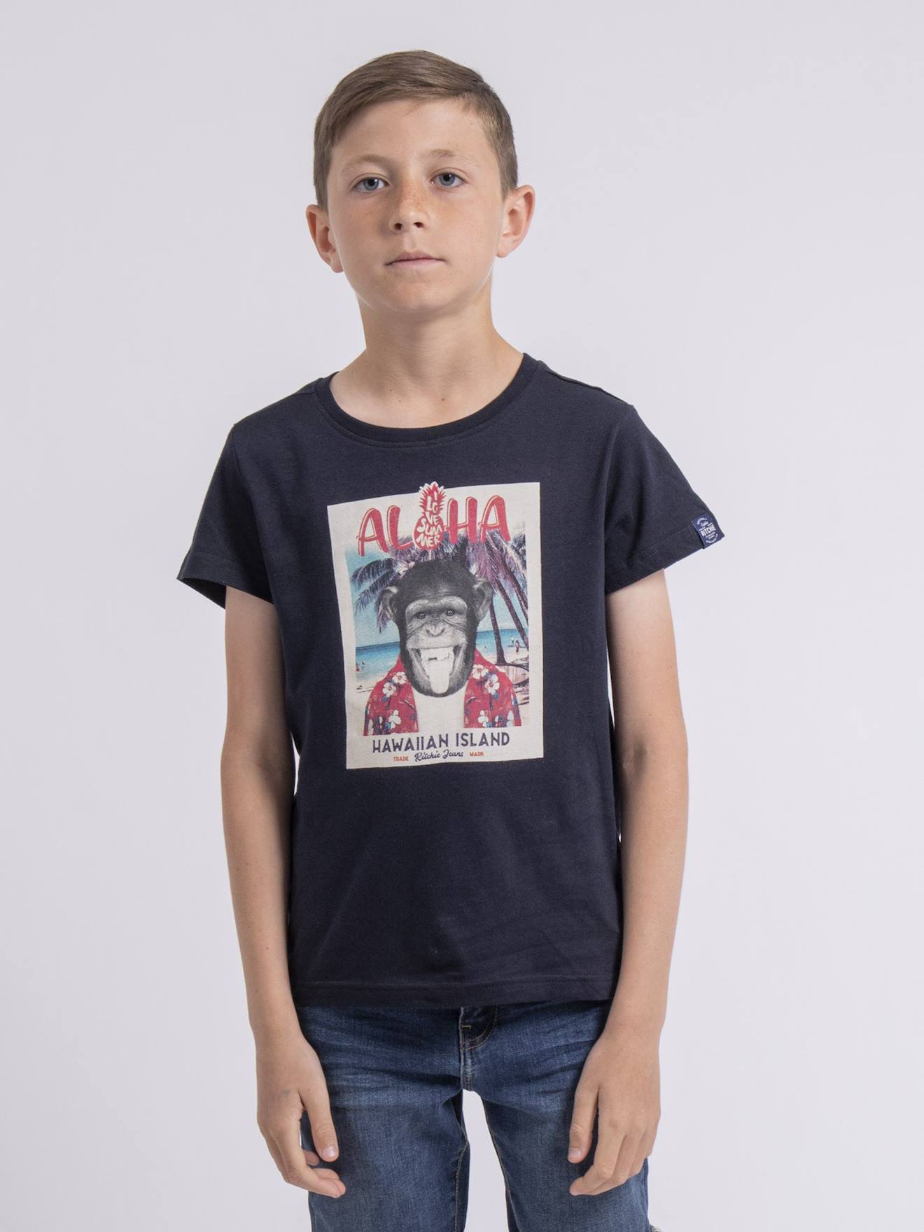 T-shirt Col Rond Nipagolo Garçon Bleu Marine