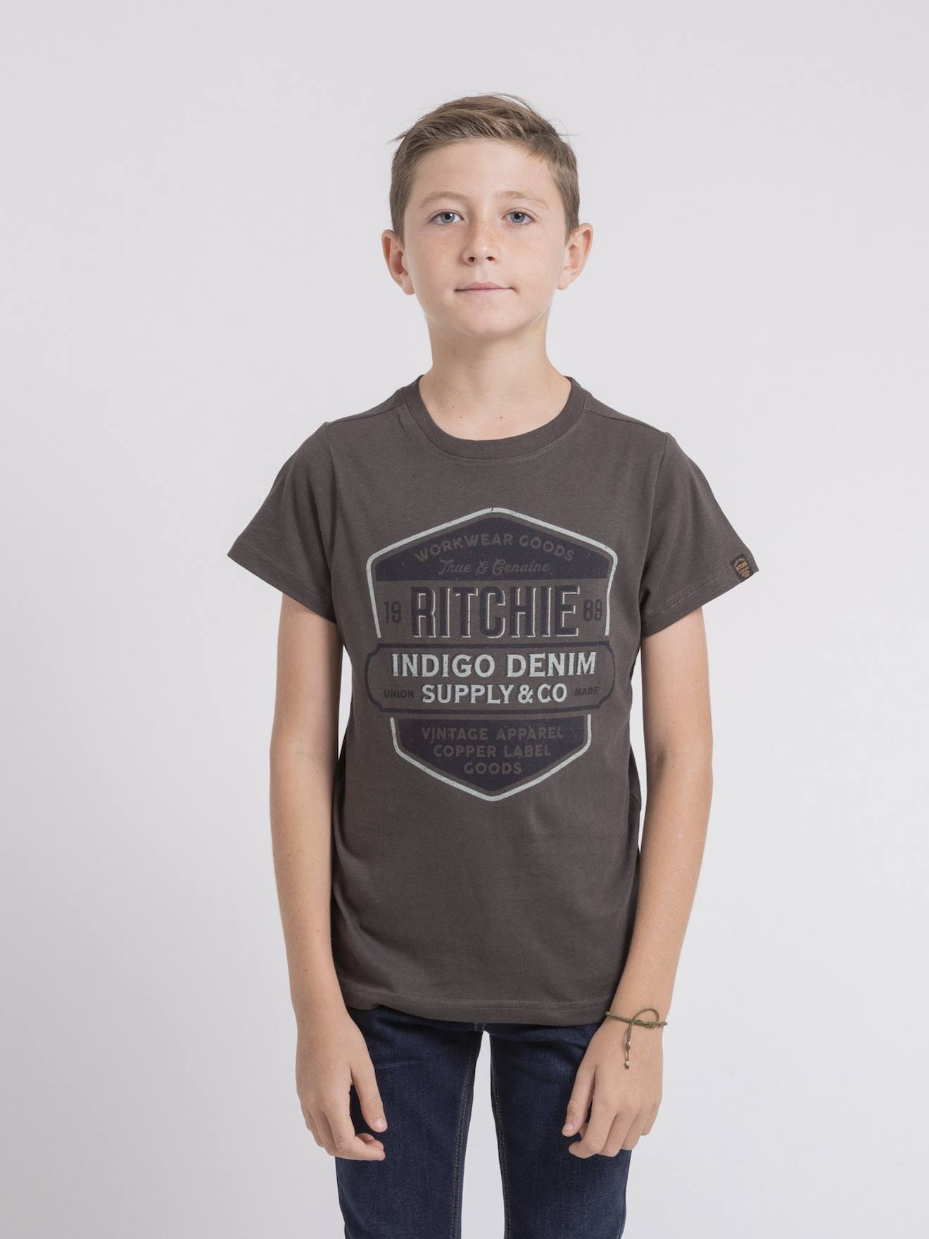 T-shirt Col Rond Pur Coton Jagny Garçon Gris