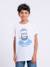 T-shirt manches courtes col rond pur coton nabarzu garçon Blanc+Jaune 1 - vertbaudet enfant 