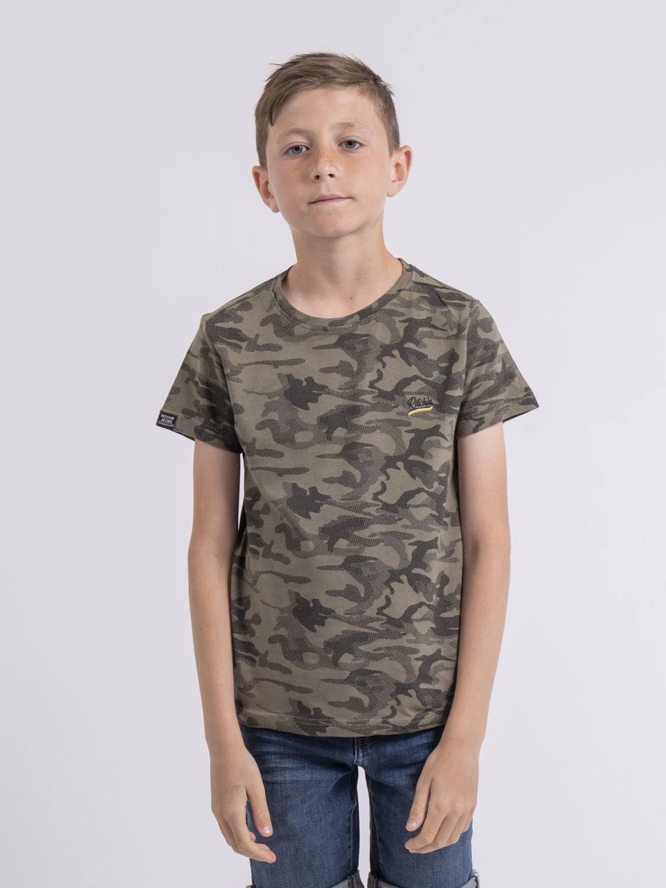 T-shirt Col Rond Nilimour Garçon Kaki