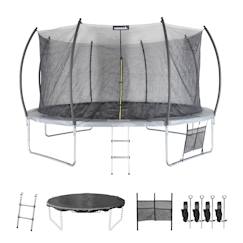 Jouet-Trampoline rond ø 430cm gris avec filet de protection intérieur et accessoires - venus inner xxl