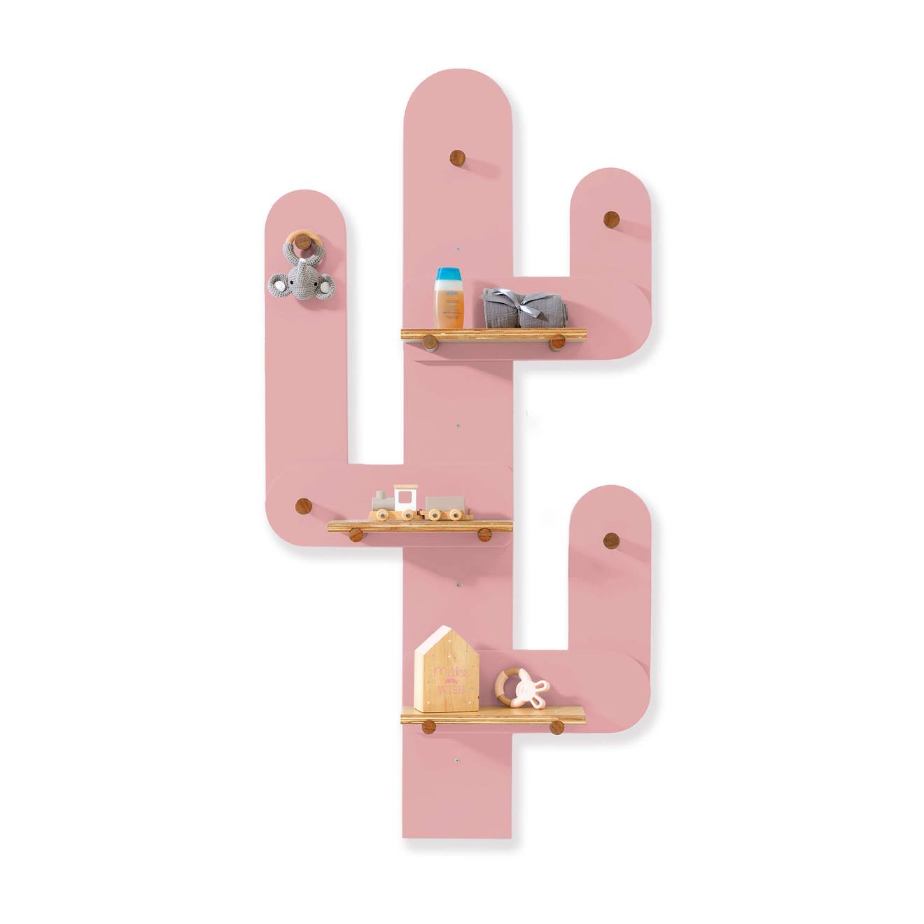 Étagère Murale Cactus Avec Des Crochets Quartz Rose