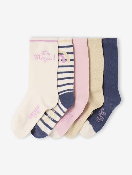 Fille-Sous-vêtement-Lot de 5 paires de chaussettes « licorne » fille
