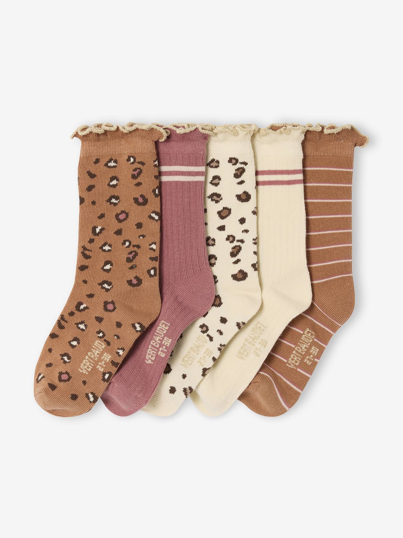 Lot de 5 paires de chaussettes « léopard » fille assorties