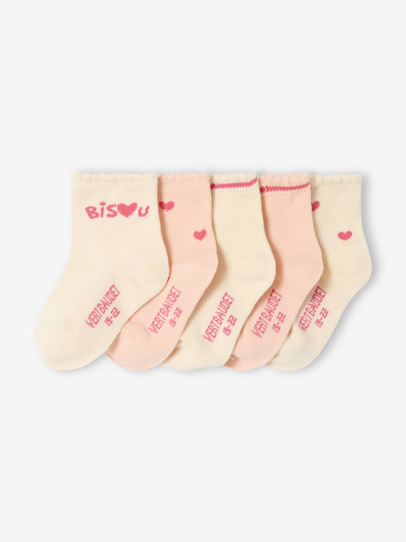 Lot de 5 paires de chaussettes c½urs bébé assorties
