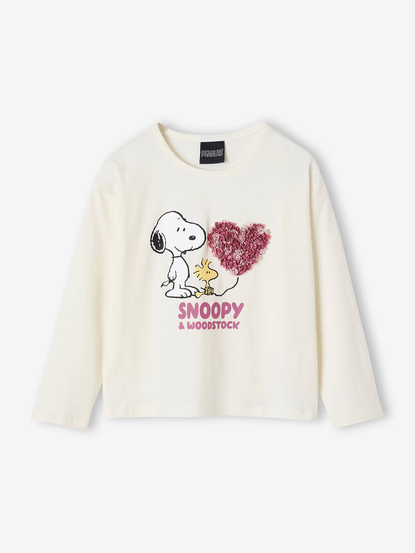 Tee-shirt manches longues Peanuts Snoopy fille écru
