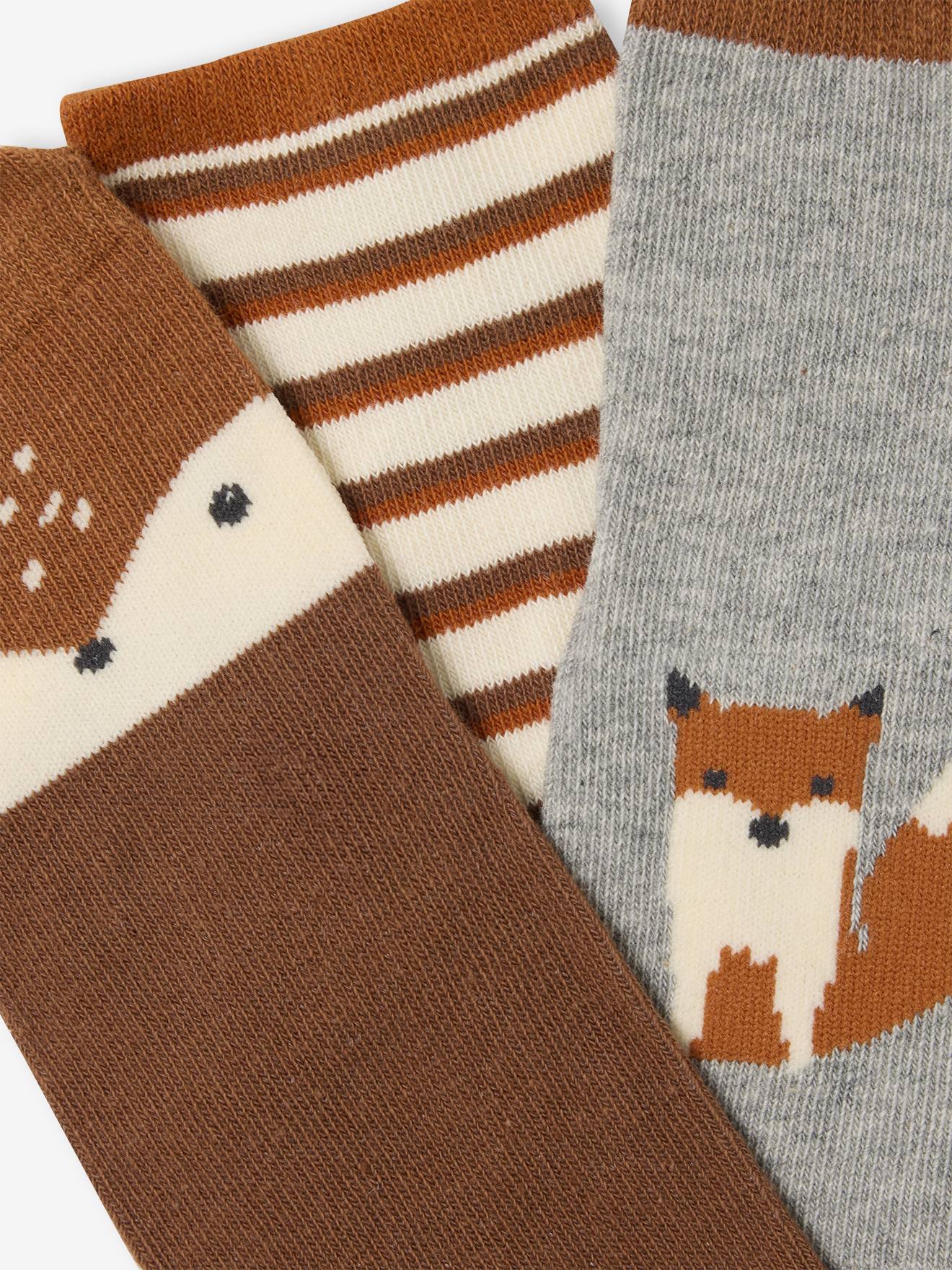 Lot de 3 paires de chaussettes « renard » bébé garçon assorties (Vertbaudet) - Image 2