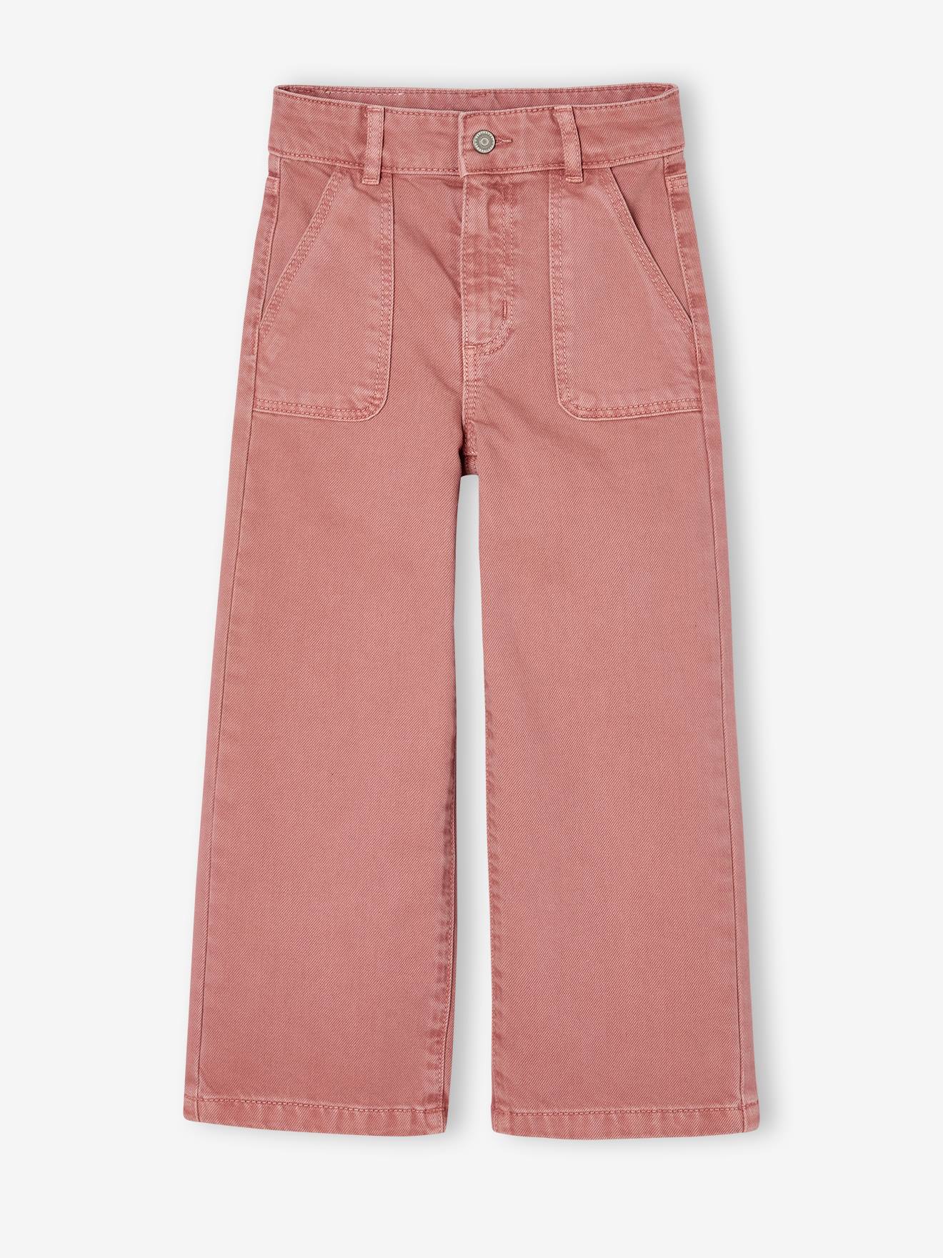 Pantalon fille large MorphologiK fin vieux rose