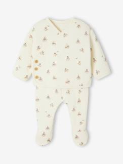 Ensemble matelassé gilet + pantalon à pieds entièrement imprimé  - vertbaudet enfant