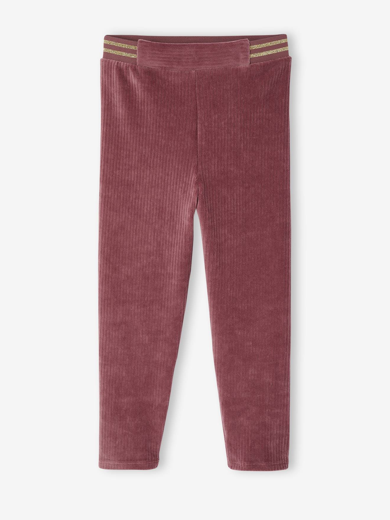 Legging fille velours mauve