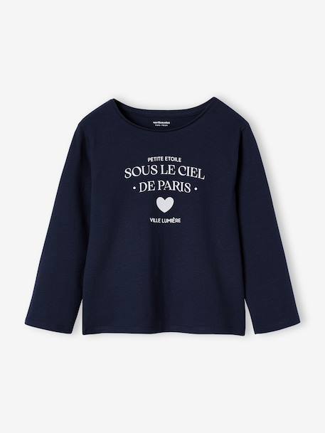 Fille-T-shirt, sous-pull-T-shirt fille imprimé manches longues 