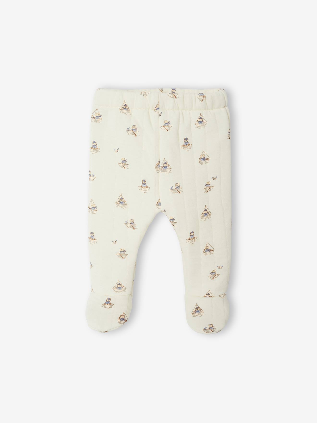 Ensemble matelassé gilet + pantalon à pieds entièrement imprimé écru (Vertbaudet) - Image 1