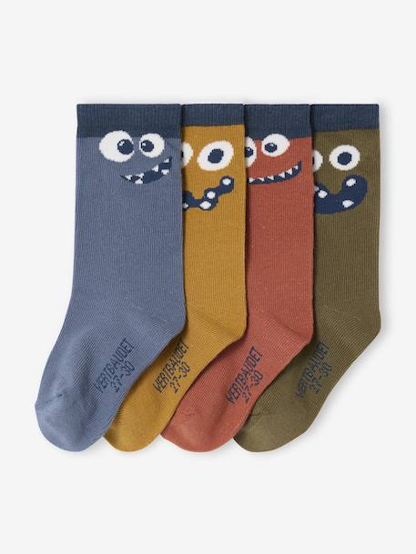 Garçon-Lot de 4 paires de chaussettes "monstres" garçon