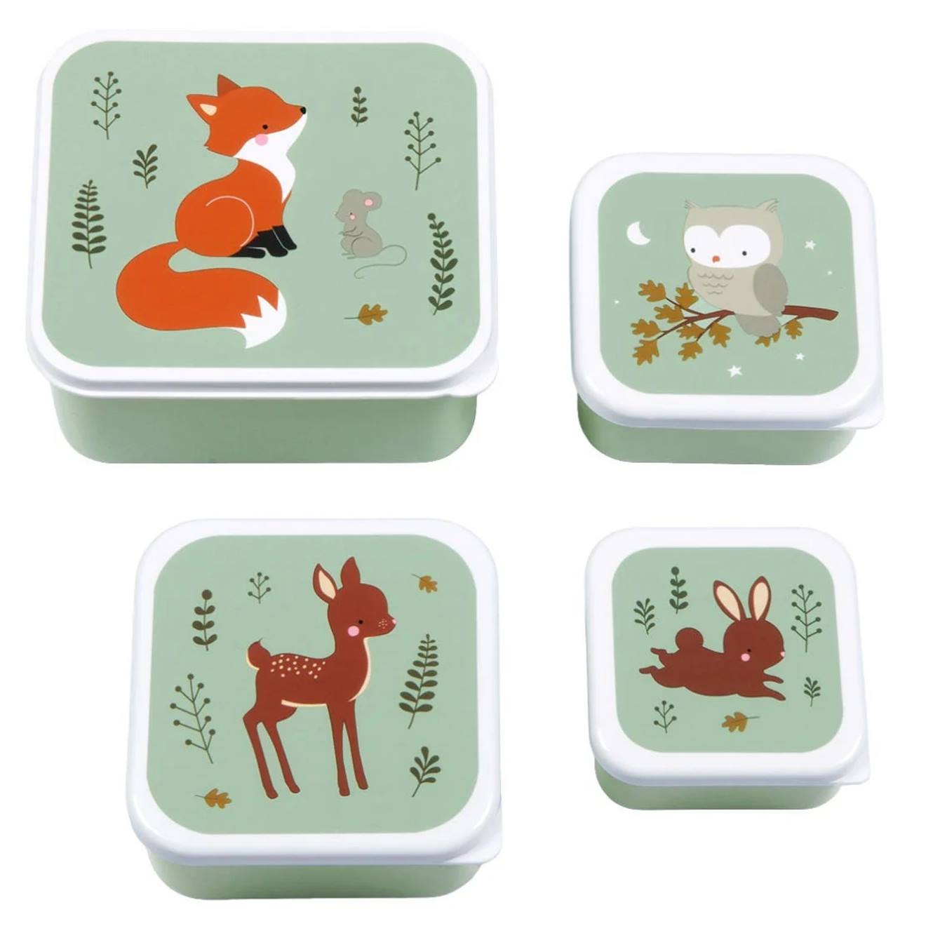 Lot De 4 Boîtes À Goûter Vert De Gris