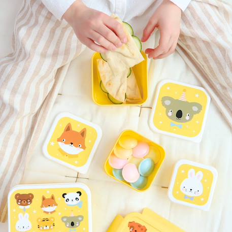 Lot de 4 boîtes à goûter Jaune+Kaki+Princesses+Robot+Rose+Rose, rouge, violet+Vert de gris 2 - vertbaudet enfant 