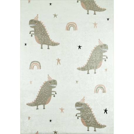 Nazar Rugs - Tapis Enfant Dinosaures Happy En Polyester Vert