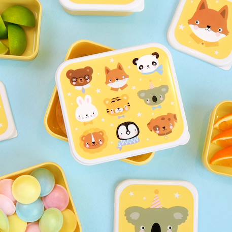 Lot de 4 boîtes à goûter Jaune+Kaki+Princesses+Robot+Rose+Rose, rouge, violet+Vert de gris 4 - vertbaudet enfant 