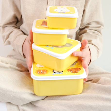 Lot de 4 boîtes à goûter Jaune+Kaki+Princesses+Robot+Rose+Rose, rouge, violet+Vert de gris 3 - vertbaudet enfant 