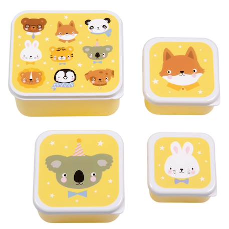 Lot de 4 boîtes à goûter Jaune+Kaki+Princesses+Robot+Rose+Rose, rouge, violet+Vert de gris 1 - vertbaudet enfant 